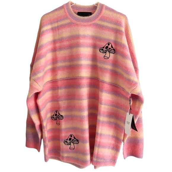 SPIRIT JERSEY Psychedelic Mushrooms Crew Neck Pullover Sweater Large Unisex - Picture 5 of 14